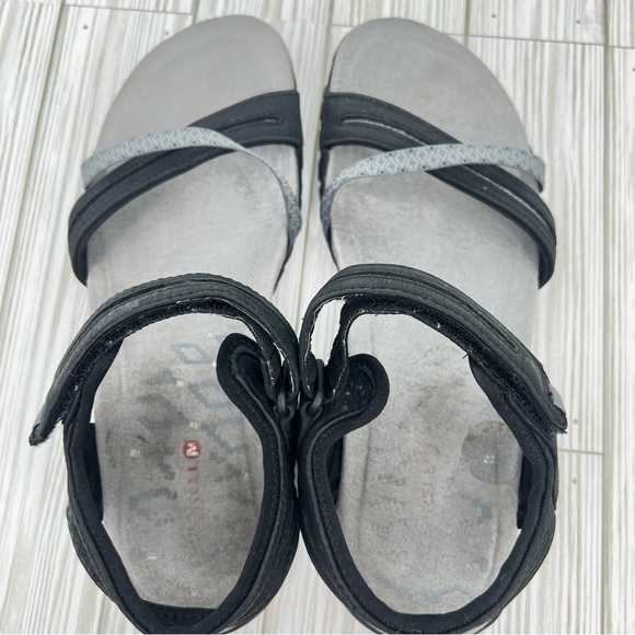 Merrell black gray ankle strap hook and loop outdoor active river sandals 9 - Picture 3 of 8